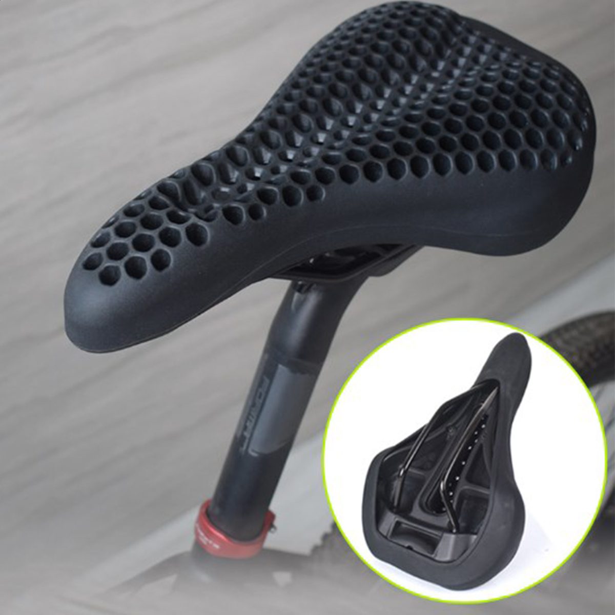CATAZER bike seat cover installed on road bike – universal fit for most saddles CATAZER bike seat cover installed on road bike – universal fit for most saddles