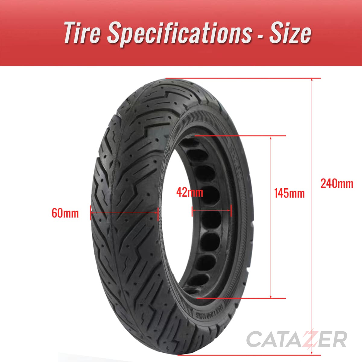 CATAZER 10 inch solid tire installed on electric scooter – shock absorbing and durable