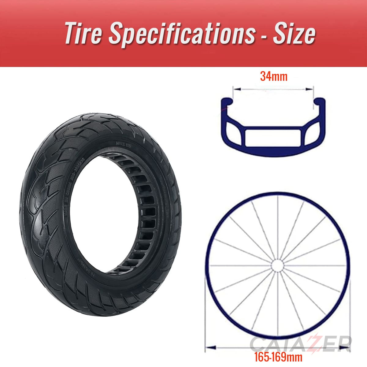 CATAZER 10x2.125 honeycomb tire durable rubber tire