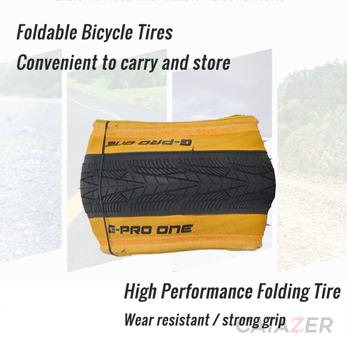 CATAZER 14x1.5 bicycle folding tire yellow edge durable for kid bike
