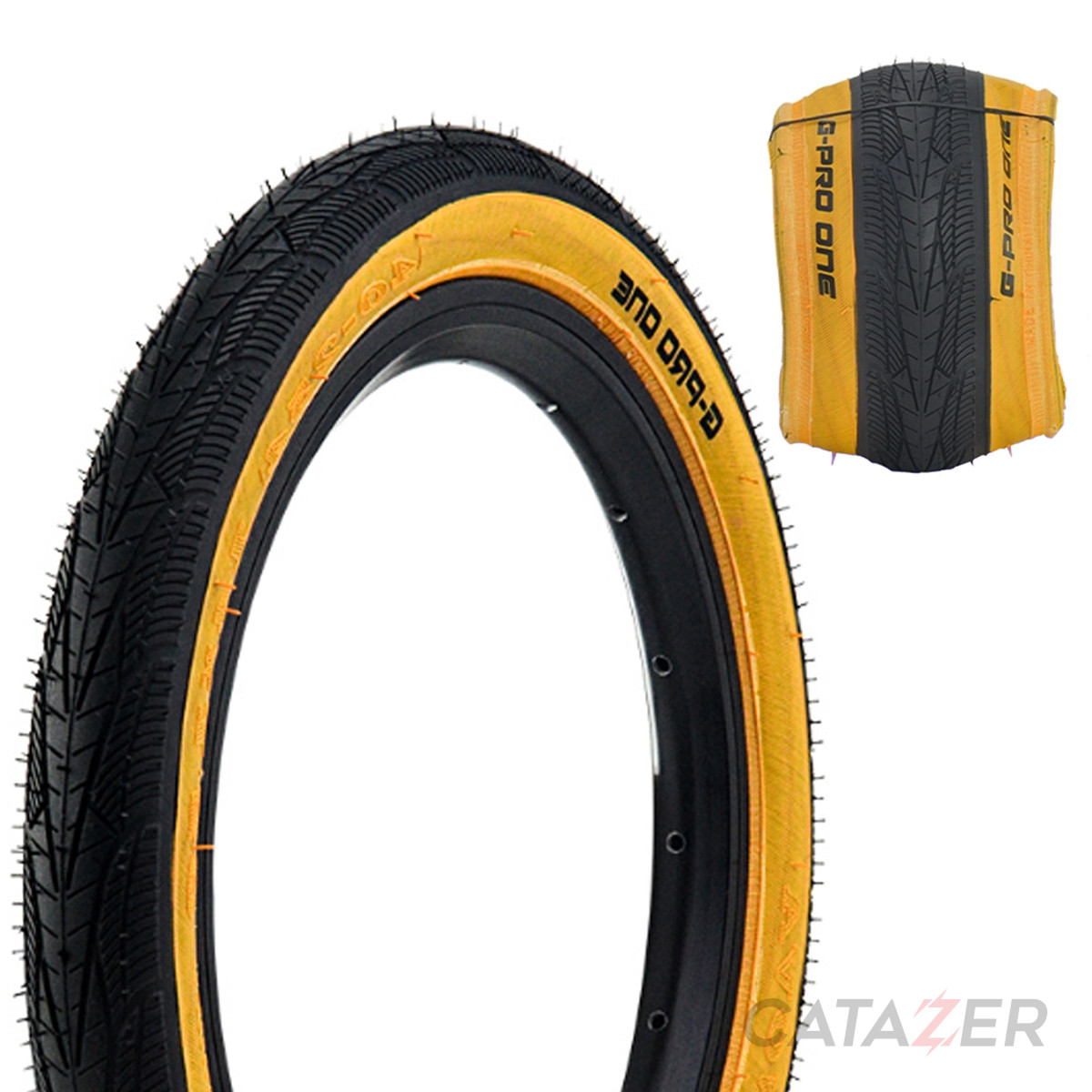 CATAZER 14x1.5 folding tire yellow edge for kids road bike