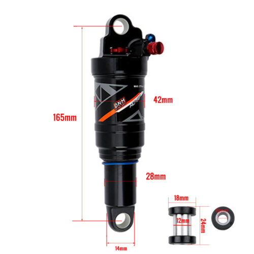 CATAZER 165mm size air shock showing air valve and rebound adjustment