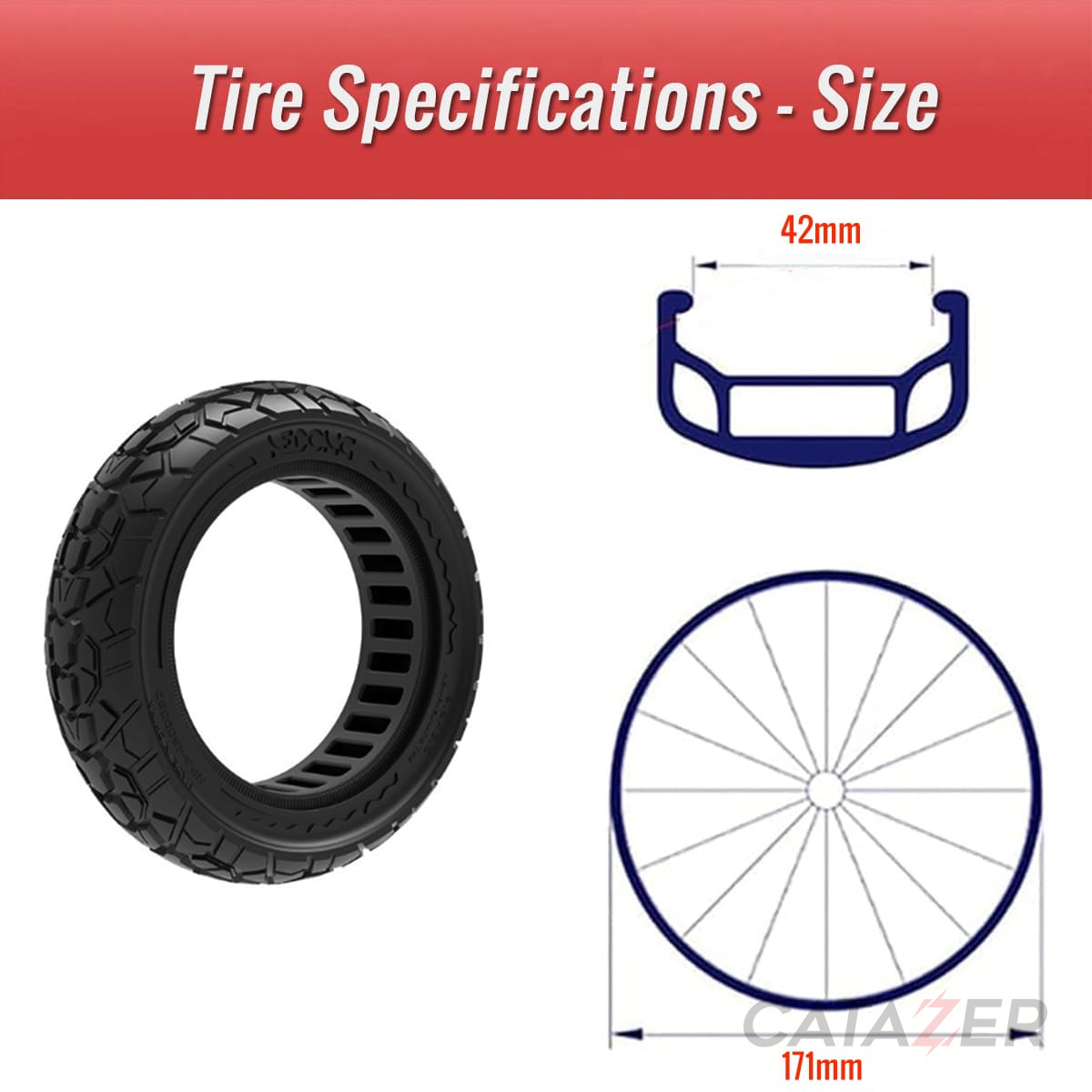 CATAZER 9.5x2.5 solid tire for 9 inch bicycle