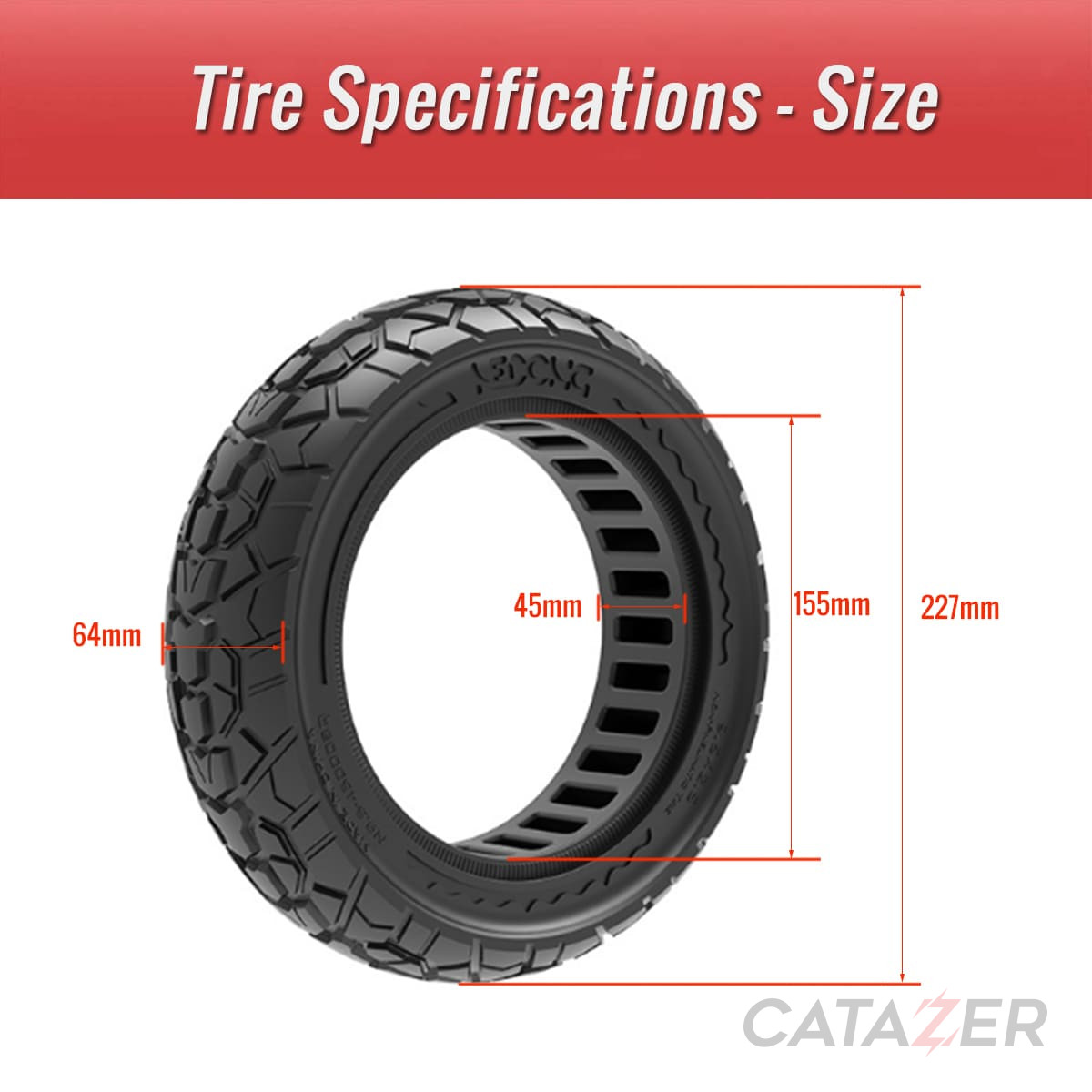 CATAZER 9.5x2.5 solid tire size