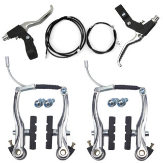 CATAZER Silver Complete Front And Rear V Brake Kit With Calipers Levers Cables CATAZER silver complete front and rear V brake kit with calipers levers cables