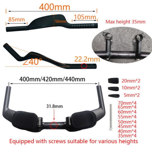 Carbon Fiber Rest Handlebar 400mm 420mm 440mm width measurement