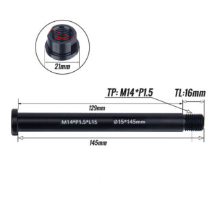 Front Hub Thru Axle 7075 Aluminum Alloy Thread Detail M14xP1.5 Front Hub Thru Axle 7075 aluminum alloy thread detail M14xP1.5