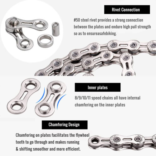 Quick release master link connector for hollow steel bike chain installation