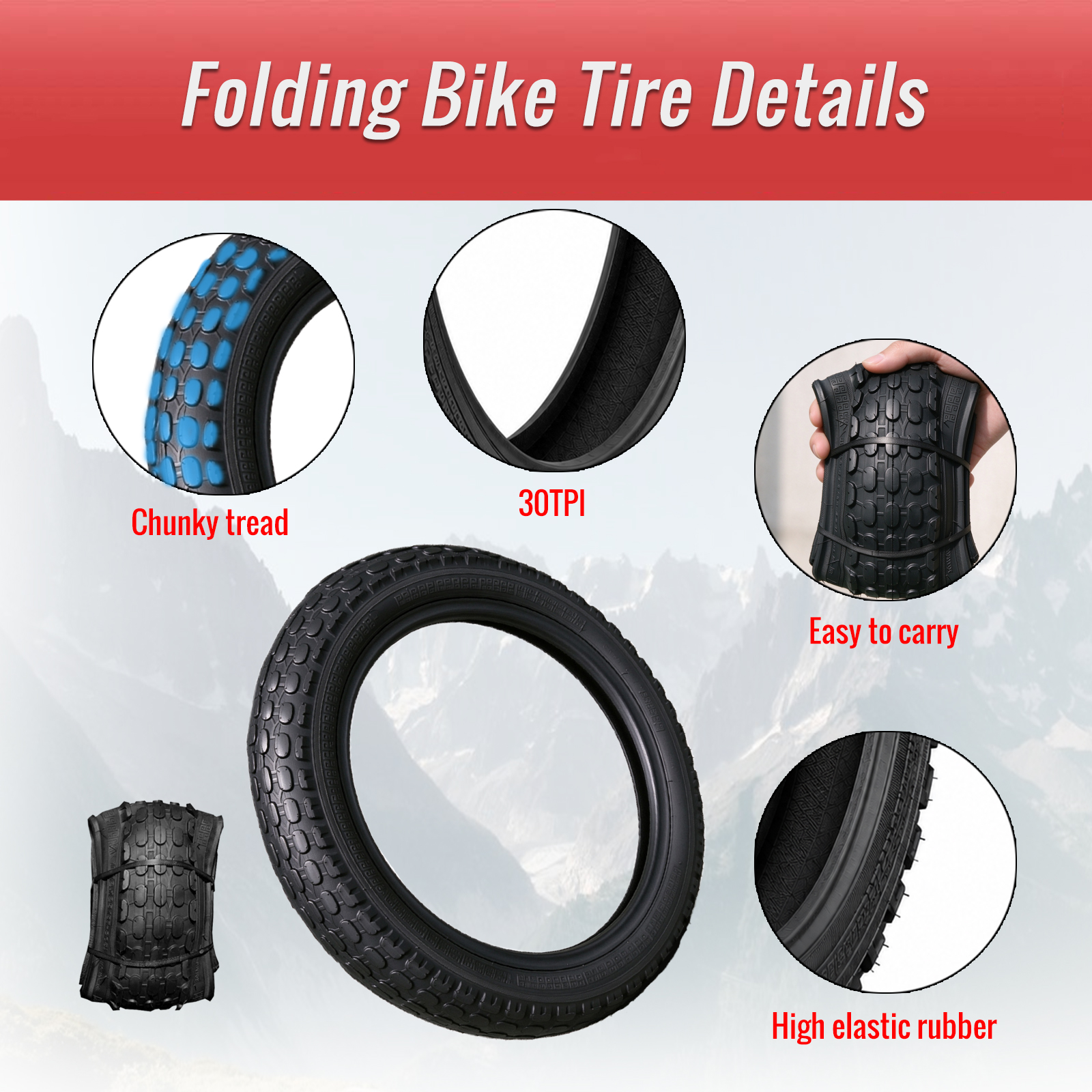 catazer folding bike tire details